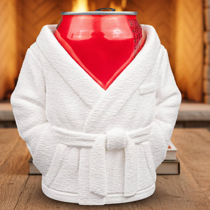 Bath robe beer or soda can holder