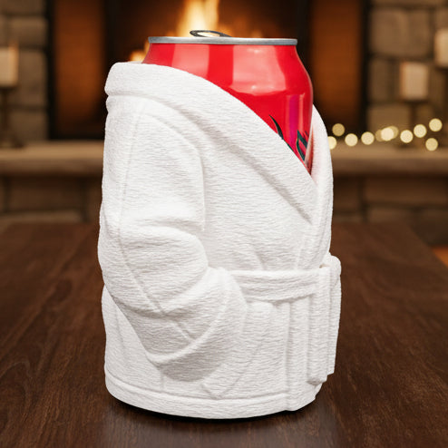 Bath robe beer or soda can holder